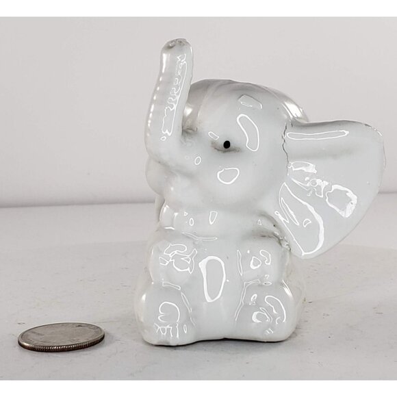 Vintage Elephant White Wearing Bow Figurine - Picture 2 of 8